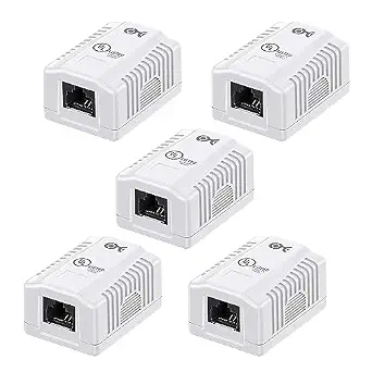 Cable Matters 5-Pack Cat6 RJ45 Surface Mount Box, 1 Port, White