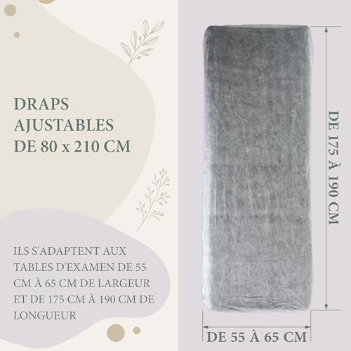 Drap d'examen jetable élastique 80x210cm en tissu non tissé SMS pour table de massage et spa - 2