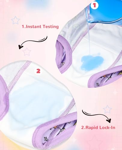 MooMoo Baby Cotton Potty Training Underwear 4 Packs Absorbent Reusable Training Pants for Girls 3T