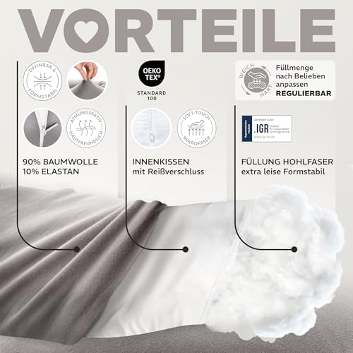 sei Design Cojín de lactancia de 170 x 30 cm, ergonómico, cojín para dormir de lado, cojín cómodo para adultos | nido para bebés recién nacidos con funda 100% algodón - imagen 4