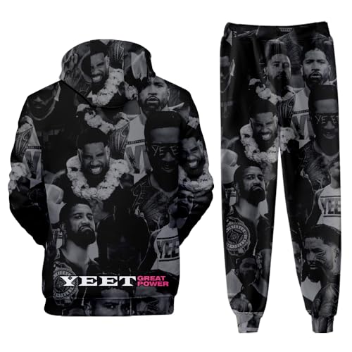 Jey Uso 3D Fall Suit Hoodies Sportswear Hooded Ankle Banded Pant Two Piece Set2