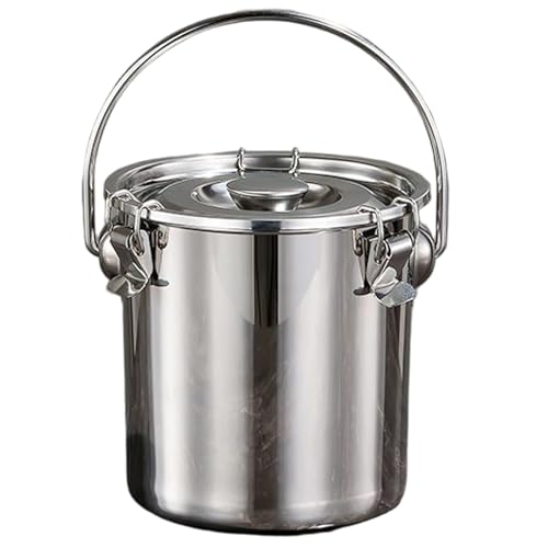 Cubo de Acero Inoxidable de 3L con Tapa, Abrazadera de Bloqueo, contenedor de Almacenamiento de Alimentos para Grano de harina de arroz