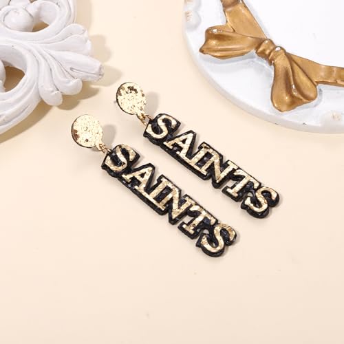 SAINTS Earrings Glitter Fleur De Lis Drop Earrings Football Game Day Earring Women Jewelry4
