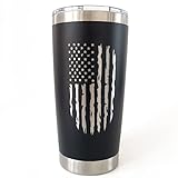 American Flag Mug, Patriotic Coffee Tumbler, Black Matte Tumbler 20 0z Coffee Mug, US Flag Gifts for Men