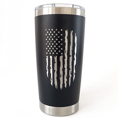 American Flag Mug, Patriotic Coffee Tumbler, Black Matte Tumbler 20 0z Coffee Mug, US Flag Gifts for Men