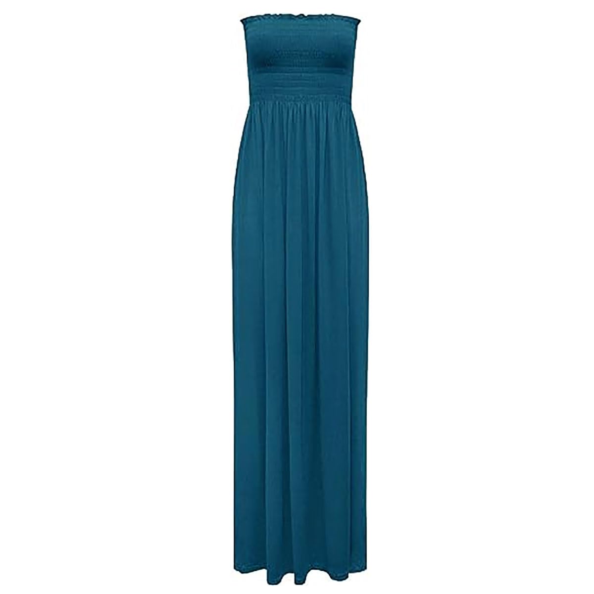 FAIRY BOUTIQUE Womens Long Strapless Elasticated Shearing Dress Ladies Bandeau Shirred Boob Tube Summer Maxi Dress Teal