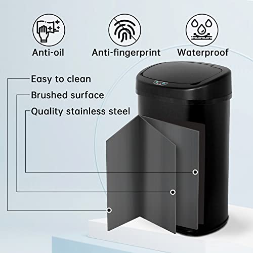 Caneca de basura automática 50L acero inoxidable negro miniatura 5