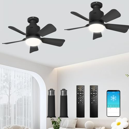 LANMEL 2 Pack Socket Fan Light with Remote & APP,