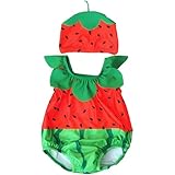 [Formemory] なりきりフルーツ ベビー水着 キッズ フルーツ 2点セット キャップ付き 赤ちゃん スイムウェア 可愛い 果物 男の子 女の子 夏 海 温泉 水遊び 記念写真 (JP, 身長, 90, スイカ)