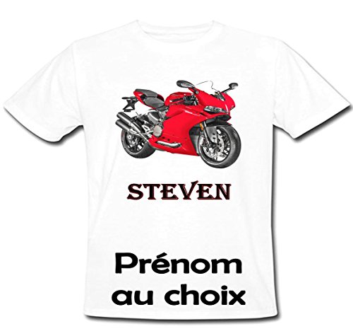 GRAVOPHOTO - Tshirt personnalisé Moto Rouge Ducati prénom et Taille au Choix