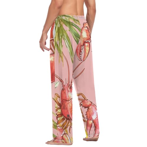 Lobster and Seaweed Pajama Pants for Men Comfort Sleep Lounge Bottoms Straight-fit with Pockets S-XXL4