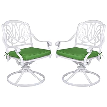 Alternative view of MEETWARM 2 Piece Patio Dinning Swivel Chairs Rocker, Outdoor All-Weather Cast Aluminum Chairs, Patio Bistro Dining Chair Set with Cushions for Garden Deck Backyard,White