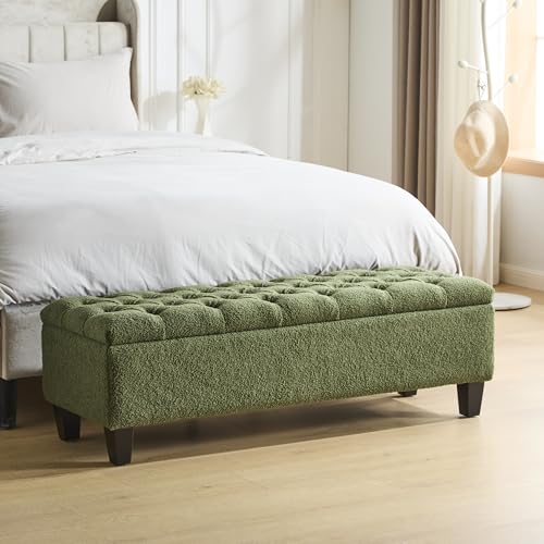 Christopher Knight Home Ottilie Boucle Fabric Storage Ottoman Bench, Wooden