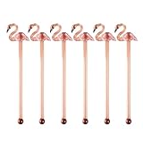 Flamingo Glass Stirrers Creative Swizzle Sticks, 6-PCS Cute Coffee Stir Sticks – Reusable Drink Stir Sticks, Clear Cocktail Stirrers with Pink Flamingo Toppers, Perfect for Tea, Juice & Parties