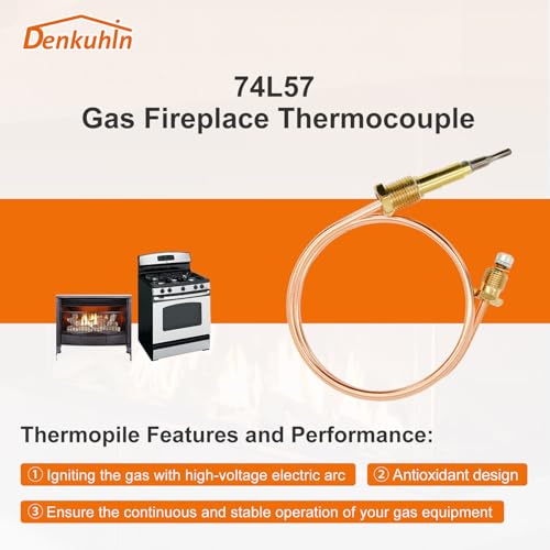 Denkuhin Gas Fireplace Thermocouple 74L57, 24\" Thermopile Replace for Lennox Elite/Merit/Serefina/Superior Gas Fireplace and Stoves