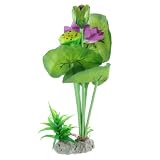Ruilogod Verde Viola plastica artificiale Lotus Acqua per acquario 34 centimetri