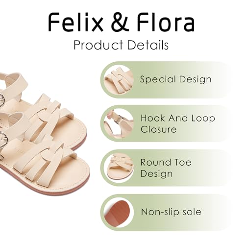 Image of Felix & Flora Toddler Girl Sandals - Little Girl Easter Dress Shoes Lightweight Open Toe Beach Holiday Flats
