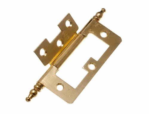 Onestopdiy.com Pair Of Cabinet Door Flush Hinges + Finials Eb Brass Plated Steel 75Mm