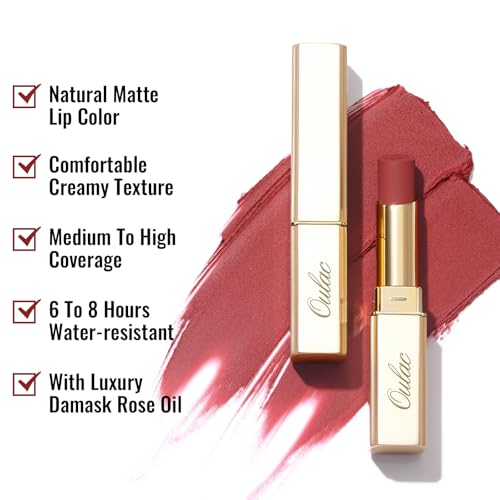 Image of Oulac Red Matte Lipsticks for Women, Silky Velvet Matte Lipstick, Soft Smooth Texture, High Impact Lip Color, Not Dry Lightweight Formula Infused with Vitamin E, Vegan&Cruelty Free RM01