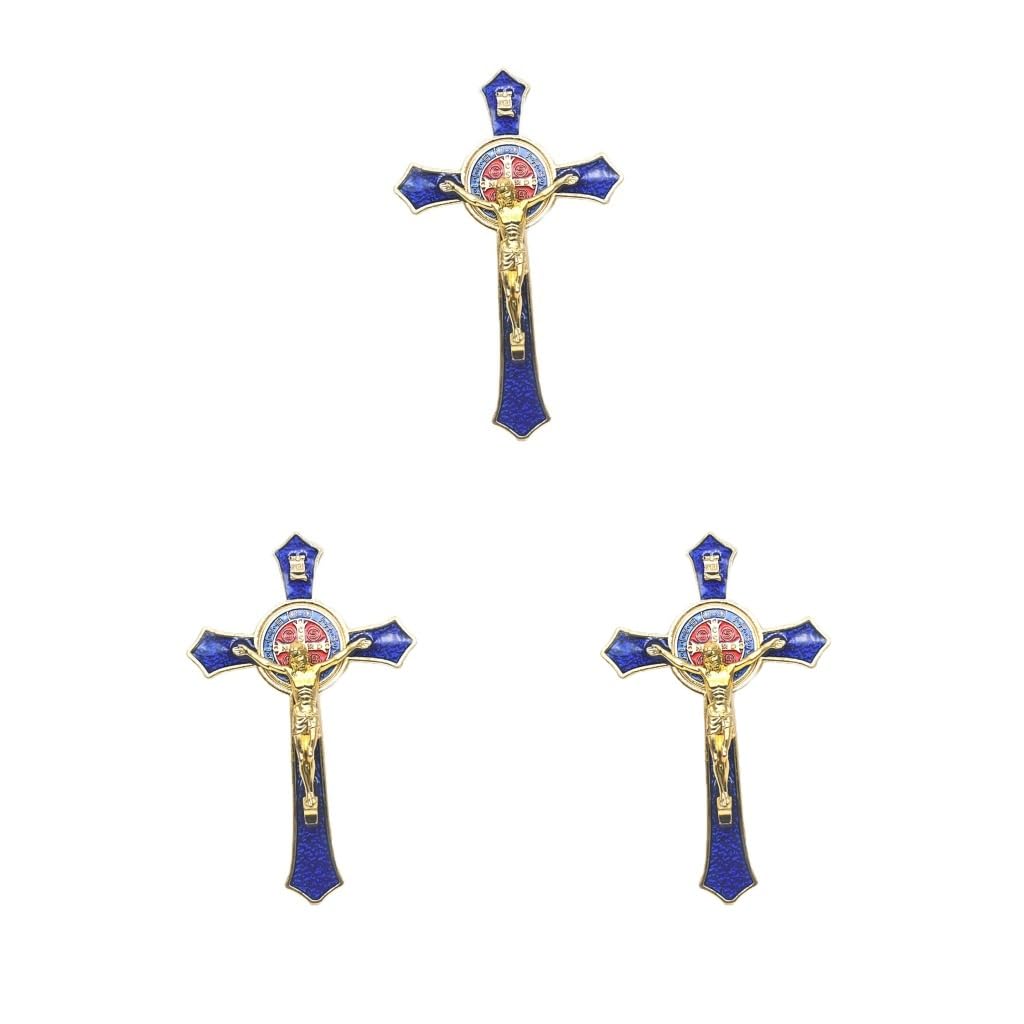 Amazon.co.jp: 3セット亜鉛合金壁十字架クロスイエス像置物家の装飾