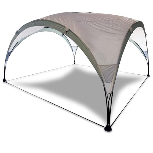 ENVA Veranstaltungs Pavillon 3,6x3,6 m rundes Kuppelpavillon mit Sonnen -und Regenschutz inkl. Tragetasche, Heringe & Abspannseile wetterfestes Partyzelt ideal für Gartenpartys, Picknicks und Events