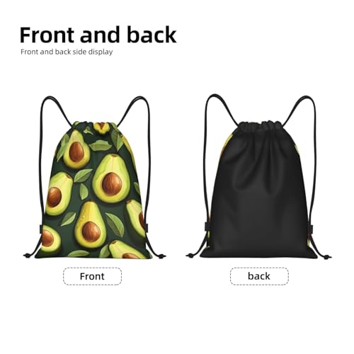 Fruit Avocado Pattern Drawstring Backpack for Women Men Lightweight Sports Gym Sackpack Cinch Bag Water Resistant Draw String Bags for Hiking Yoga Swimming Travel Beach3