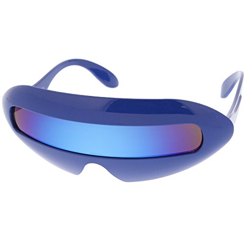 zeroUV Futuristic Costume Single Shield Colored Mirror Lens Novelty Wrap Sunglasses 70mm2