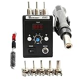 Sumsour Hot Air Heat Soldering Gun 858D 700W 110V BGA Rework Solder Desoldering Station For SMD Welding Repair Tools Kit (Black 858D SET-3)