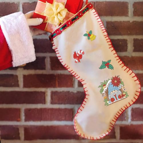 Image of Peacoblue Water Soluble Embroidery Patterns for Beginners, Christmas Fairy Elves Gnome Socks 4 Sheets with 20pcs, Wash Away Embroidery Pattern Stabilizer for Hand Sewing Lover Women Adults