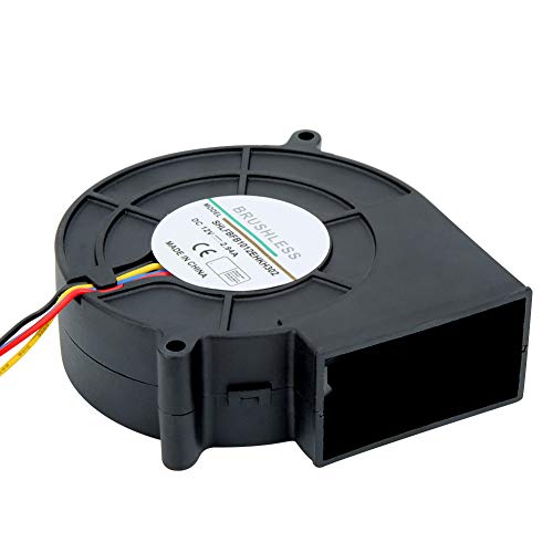 Ventilador radial de 12 V DC sin cepillo, ventilador de doble rodamiento de bolitas, ventilador de refrigeración Turbo ventilador centrífugo con 4 pines, 97 x 94 x 33 mm