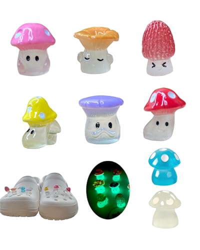 Ciondoli per scarpe a forma di fungo che si illuminano al buio, 8 pezzi, decorazioni a forma di fungo kawaii, per zoccoli e sandali. Simpatici accessori luminosi per ragazze, ragazzi e donne