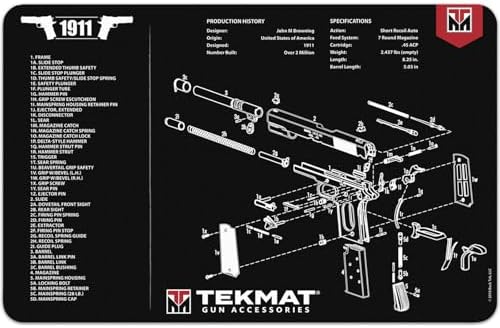 TekMat Original 11" x 17" - 1/8" Thick Oil Resistant Non-Slip Waterproof Scratchproof Washable Handgun Maintenance & Cleaning Mat for use with 1911 | 1911