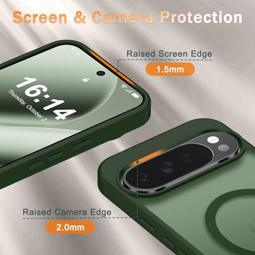 Image of for Google Pixel 10 /10 Pro Case, Matte Magnetic Phone Cover [with 1 Screen Protector] [Support for MagSafe] [Shockproof Military Grade Protection] Translucent Frosted Back, Sage Green
