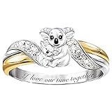 Dan&Dre Koalas Ring I Love Our Time Together Alloy Ring Jewelry Koala Ring Animal Ring for Mother's Day