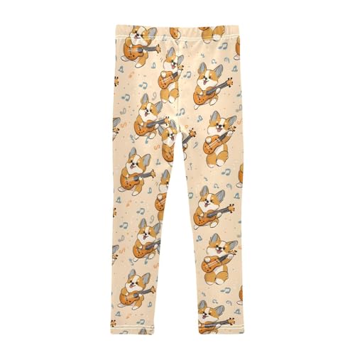 Playing Guitar Dog Music Girls Leggings Soft Stretch Workout Yoga Dance Pants for Kids Casual Tights2