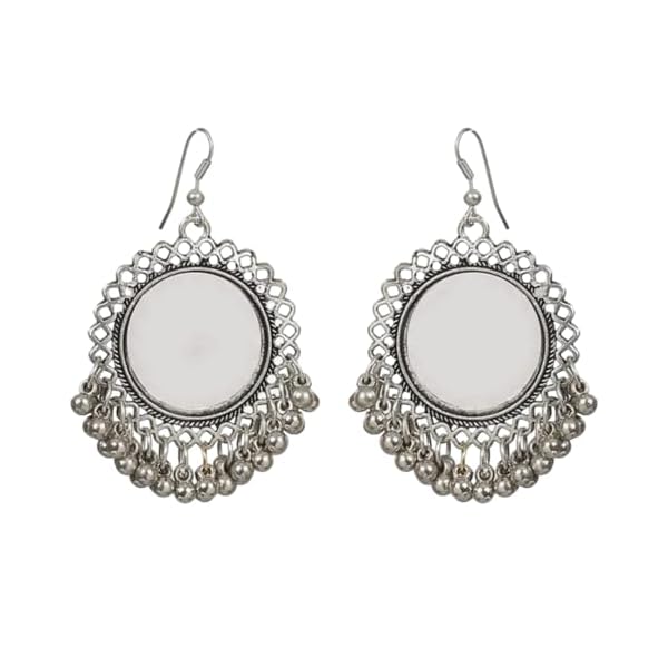 ISLANA Oxidised Earrings for Women & Girls | Chandbalis, Chandbaliya, Chandbali Earrings | Traditional Peacock Jhumka or Jhumki | Earrings for Women Fashion