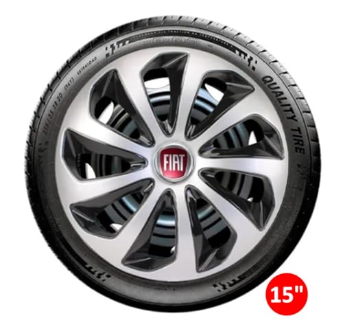 Jogo 4 Calotas Esportiva Velox Prata/Preto Aro 15 Fiat Cronos Argo Mobi Palio Siena Novo Uno Vivace