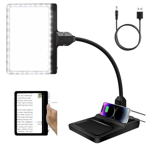 Magnifying Glass with Light and Stand for Hobbies Reading, Hands Free & Hand Held 4x Large Full Page Magnifier, Led Desk Lamp Magnifier Glass, Magnifying Lamp for Craft Work Elderly Visually Impaired