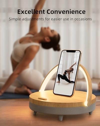 Image of EZVALO Birthday Gifts for Women, Music Table Lamp with Wireless Charger, 4 in 1 Touch Bedside Lamp, Bluetooth Speaker, Phone Holder, Dimmable LED Night Lights Birthday Gifts for Women, Men, Dad, Mom