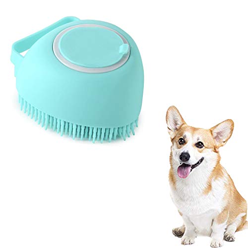 Brosse à shampooing pour animal domestique, en caoutchouc de silicone pour chien, brosse de bain pour chien, brosse de bain (bleu) Cover
