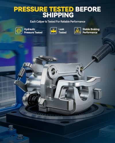 Image of PHILTOP Front Left Brake Caliper for Ford F-150 Expedition Navigator Silver | Front left caliper with phenolic pistons, mounting bracket, and hardware included, silver zinc-plated ductile iron