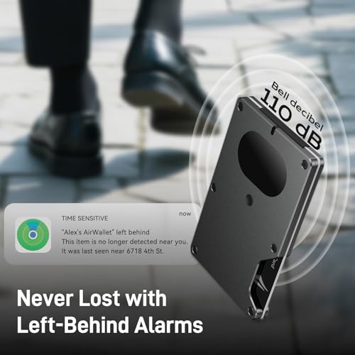 【Anti-theft Tracking Wallet】Smart Wallet with Location Tracking, Air Wallet Build in Airtag Chip Compatible with Apple Find My iOS Only, RFID-Blocking Card Holder with Money Clip (Black Carbon Fiber)4