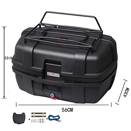 S-AIM Baul para Moto, Universal de Almacenamiento de Equipaje para Maletero Trasero para Motocicleta, Estuche rígido de 47 litros con Hardware de Montaje