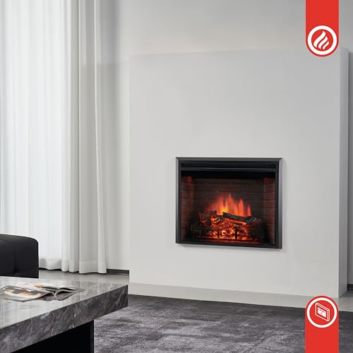 KAMINIO Elektrokamin Luca - Elektrischer Einbaukamin mit Heizung, 3D-Flammeneffekt, 12 Flammenfarben, Fernbedienung (23 Zoll) – Bild 3