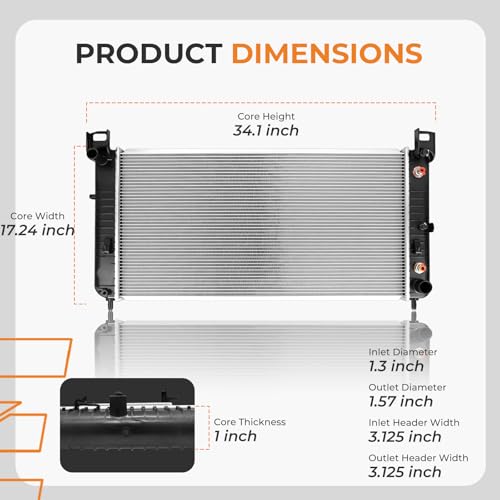 Autoexact CU2423 Radiator for 1999-2016 Chevy Silverado Suburban Tahoe Avalanche Cheyenne, Engine Radiator for 1999-2013 GMC Sierra Yukon, for Cadillac Escalade/ESV/EXT/Hummer H2, with TOC, w/o EOC by autoexact - Used condition - Image 3