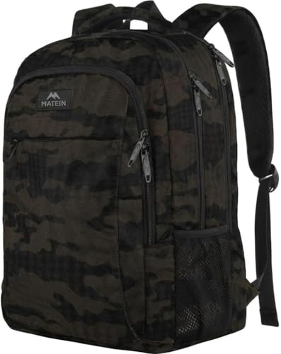 MATEIN Travel Laptop Backpack, Laptop School Bag with USB Charging Port, 15.6 Inch Work Rucksack Anti Theft Water Resistant University Overnight Computer Backpack Hiking Camping Bag for Men, Camo option
