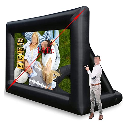 Portable Projector Screen, 14Ft 20Ft Inflatable Indoor and Outdoor Blow Up Mega Movie Projector Screen with Accessory Bag for Cinema School, Churches, Parties,14Ft-14Ft