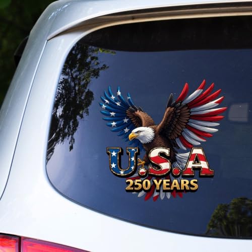 Image of 2pcs USA 250th Anniversary Merchandise Patriotic 1776-2026 Car Decals | Bumper Stickers for Cars, Trucks, Vehicles, 250 Years Commemorative Window Decal 10 inch
