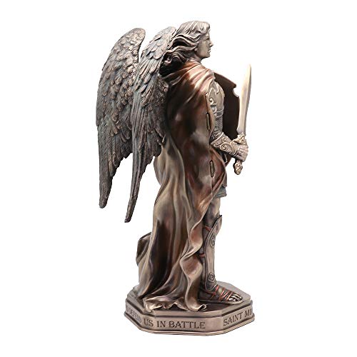 Estatua de Arcángel San Miguel en Bronce Antigua 11 3/8 pulg miniatura 6