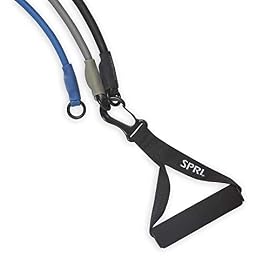 SPRI Resistance Band Kit 3-in-1 Exercise Cord | Easy Clip Bands, Comfort Foam Handles, Exercise Guide Included